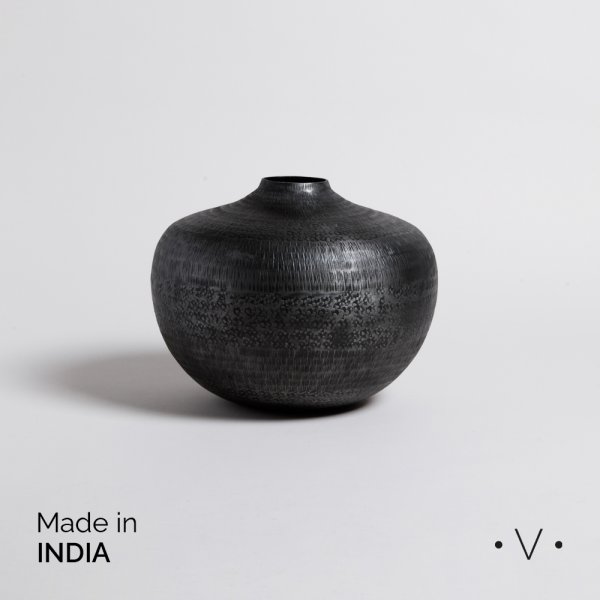 JARRON BHIMA GRAFITO 25X19,5 CM VASSA HOME