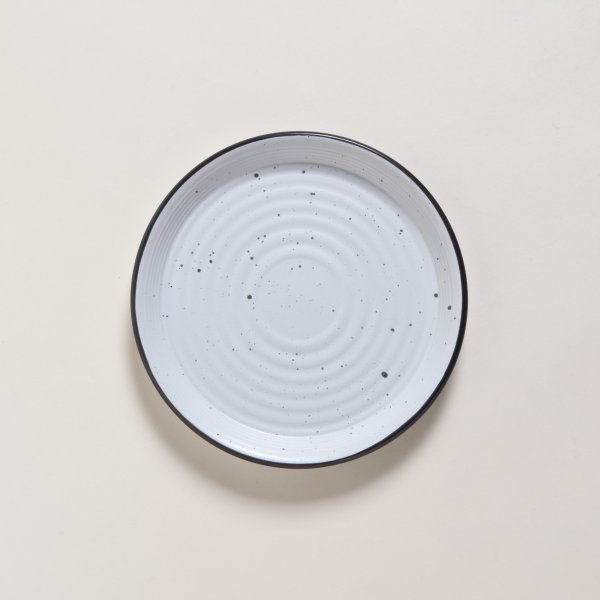 PLATO DE POSTRE SET X 6 GRANITO  CON BORDE GRIS 21 CM 