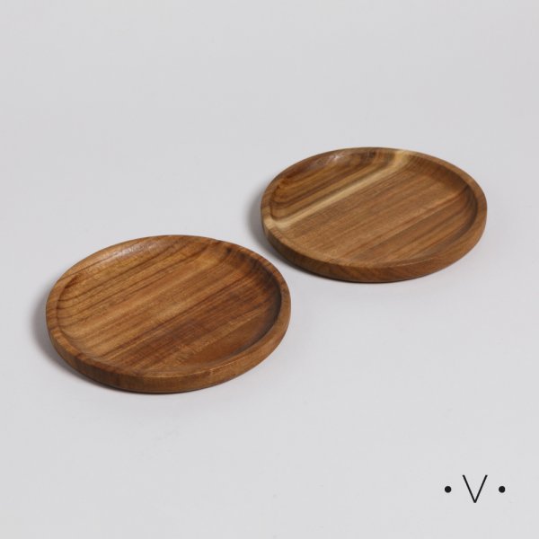 SET X 2 BANDEJITAS REDONDAS DE ACACIA 15 CM VASSA HOME