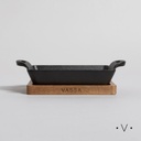 PROVOLETERA RECTANGULAR DE HIERRO CON BASE DE ACACIA 19 X 11 CM VASSA HOME