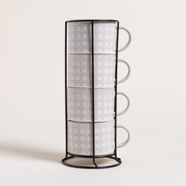 SET X 4 TAZAS CUBES EN RACK 285 ML
