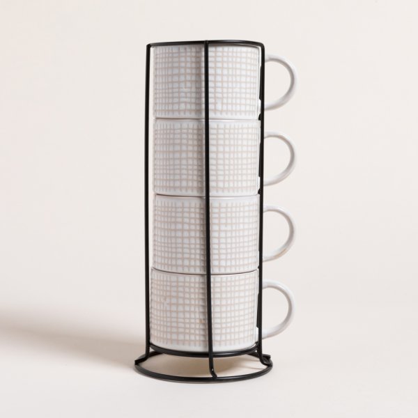 SET X 4 TAZAS SQUARES EN RACK 285 ML