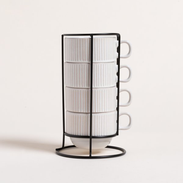 SET X 4 TAZAS GRATED EN RACK 230 ML