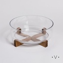 BOWL DE VIDRIO CON BASE DE ACACIA 3,6 L VASSA HOME