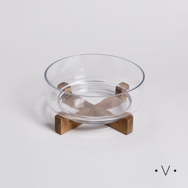BOWL DE VIDRIO CON BASE DE ACACIA 2,2 L VASSA HOME