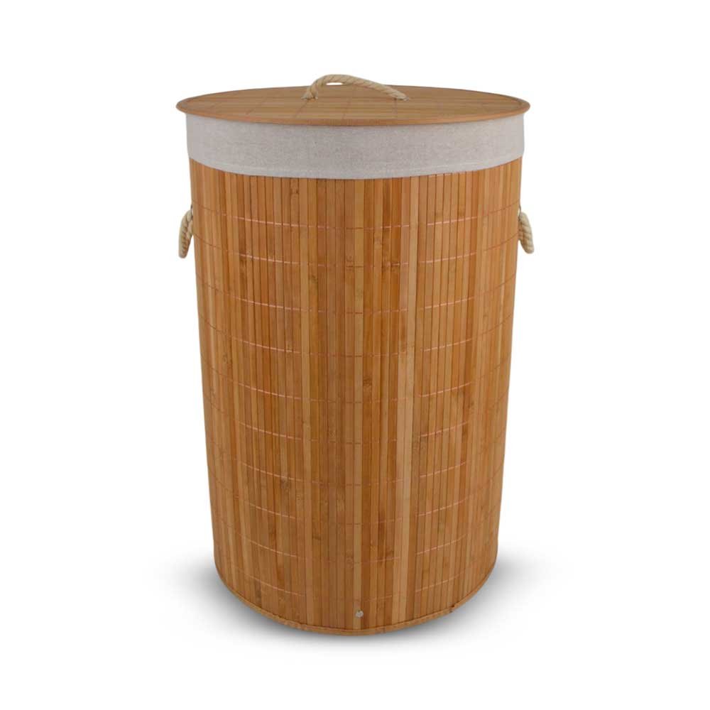 CESTO DE ROPA REDONDO NATURAL 40X60CM - BAMBOO
