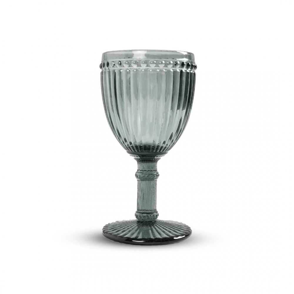 SET X6 COPAS DE VINO RAYADO CON PUNTOS 240ML 8,2X15CM GRIS VIDRIO