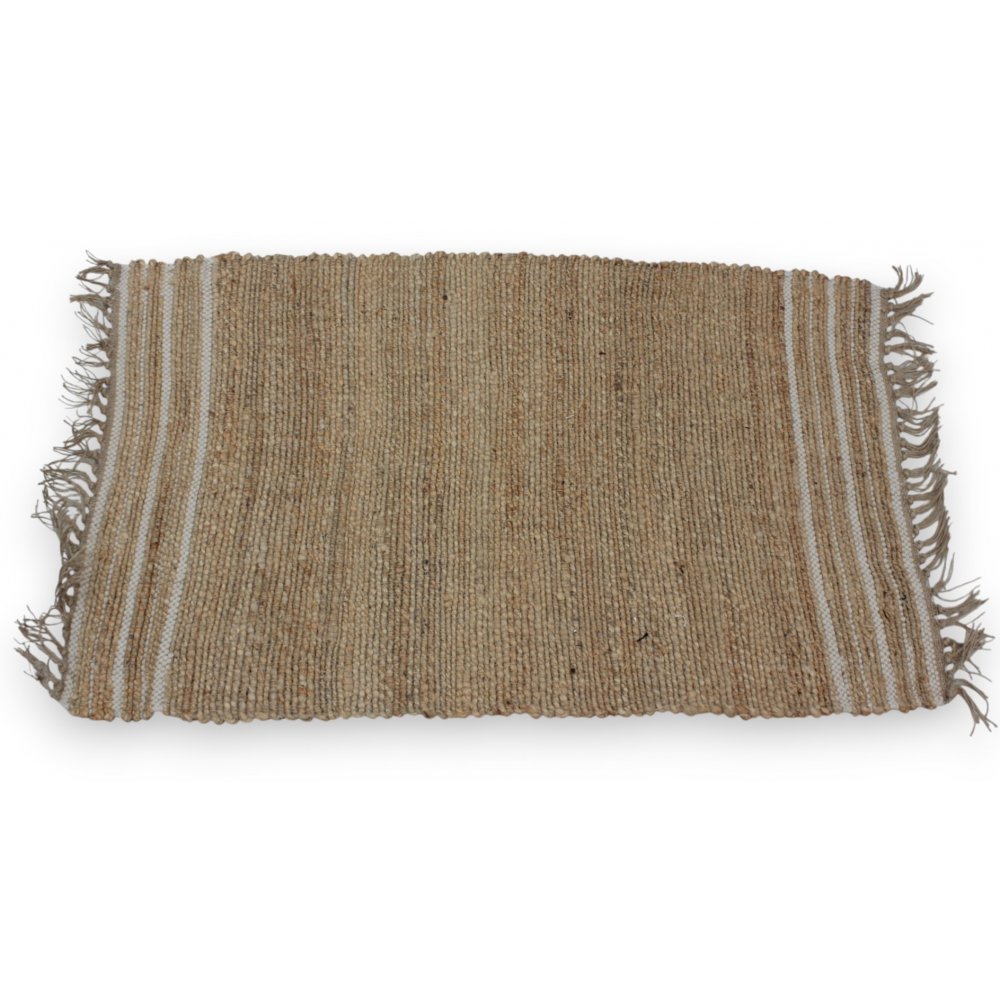 ALFOMBRA 70 X 120 CM YUTE Y GUARDA ALGODÓN BLANCO