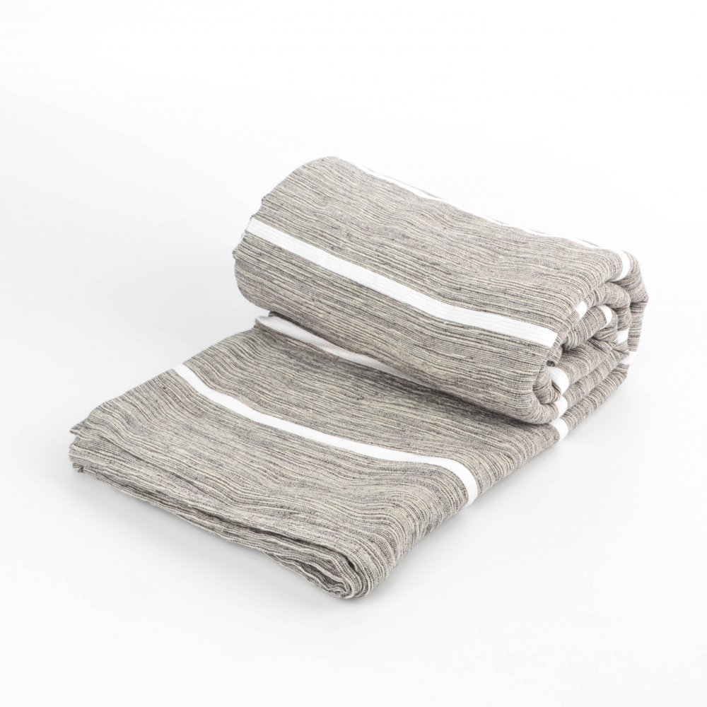 COLCHA 225 X 250 CM TRAMADA GRIS CON RAYAS BLANCAS