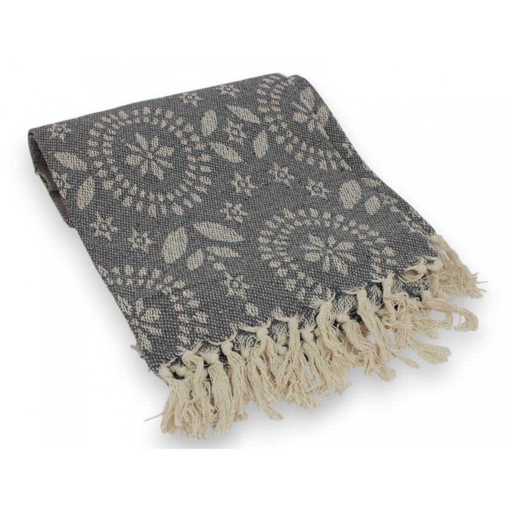 MANTA 130 X 190 CM GRIS MANDALA NATURAL