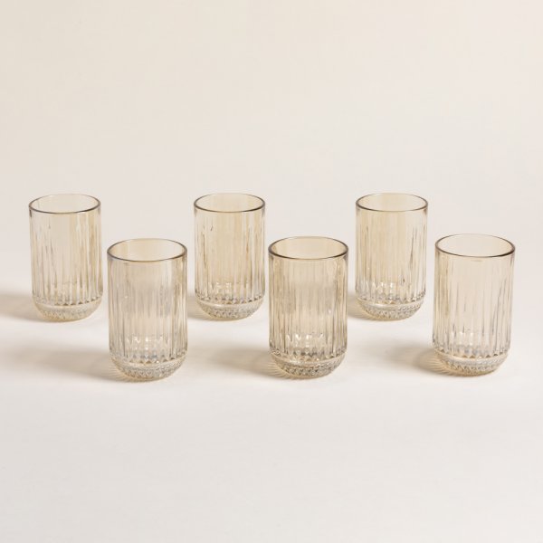 SET X 6 VASOS ALTOS STRIPES CHAMPAGNE 350 ML