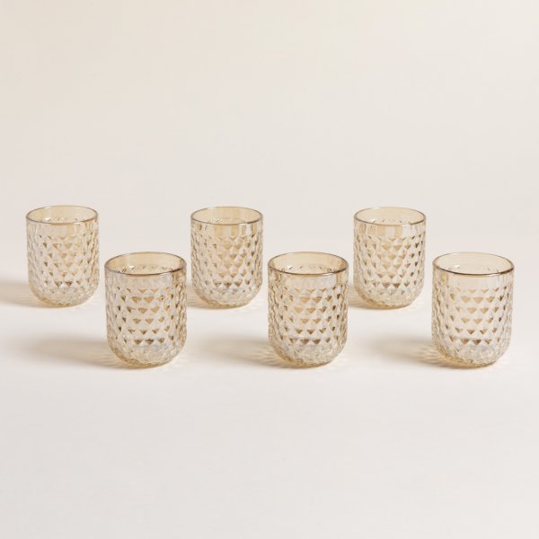 SET X 6 VASOS BAJOS ROMB CHAMPAGNE 200 ML
