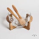 SET DE ENSALADERA DE VIDRIO 25 CM CON CUBIERTOS VASSA HOME