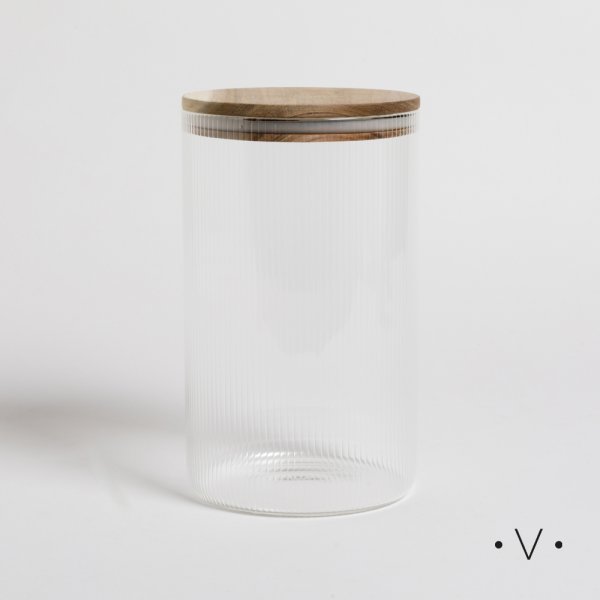 FRASCO REDONDO CON LINEAS VERTICALES 2400 ML VASSA HOME