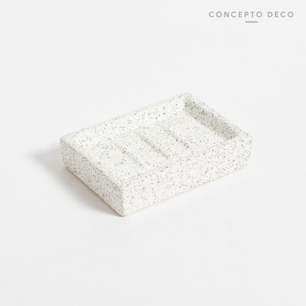 JABONERA GRANITO CUADRADO BLANCO 12CM