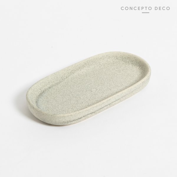 BANDEJA GRANITO LISO OVAL GRIS 18CM