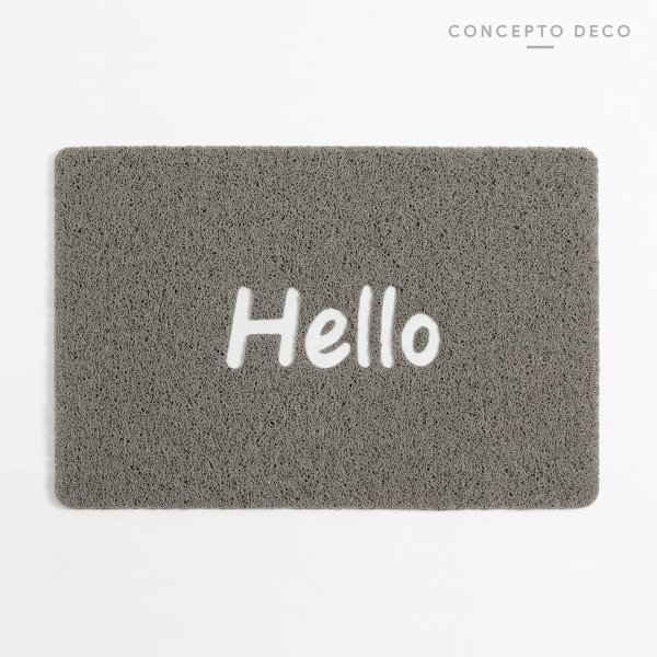 FELPUDO DE GOMA HELLO GRIS 40X60CM