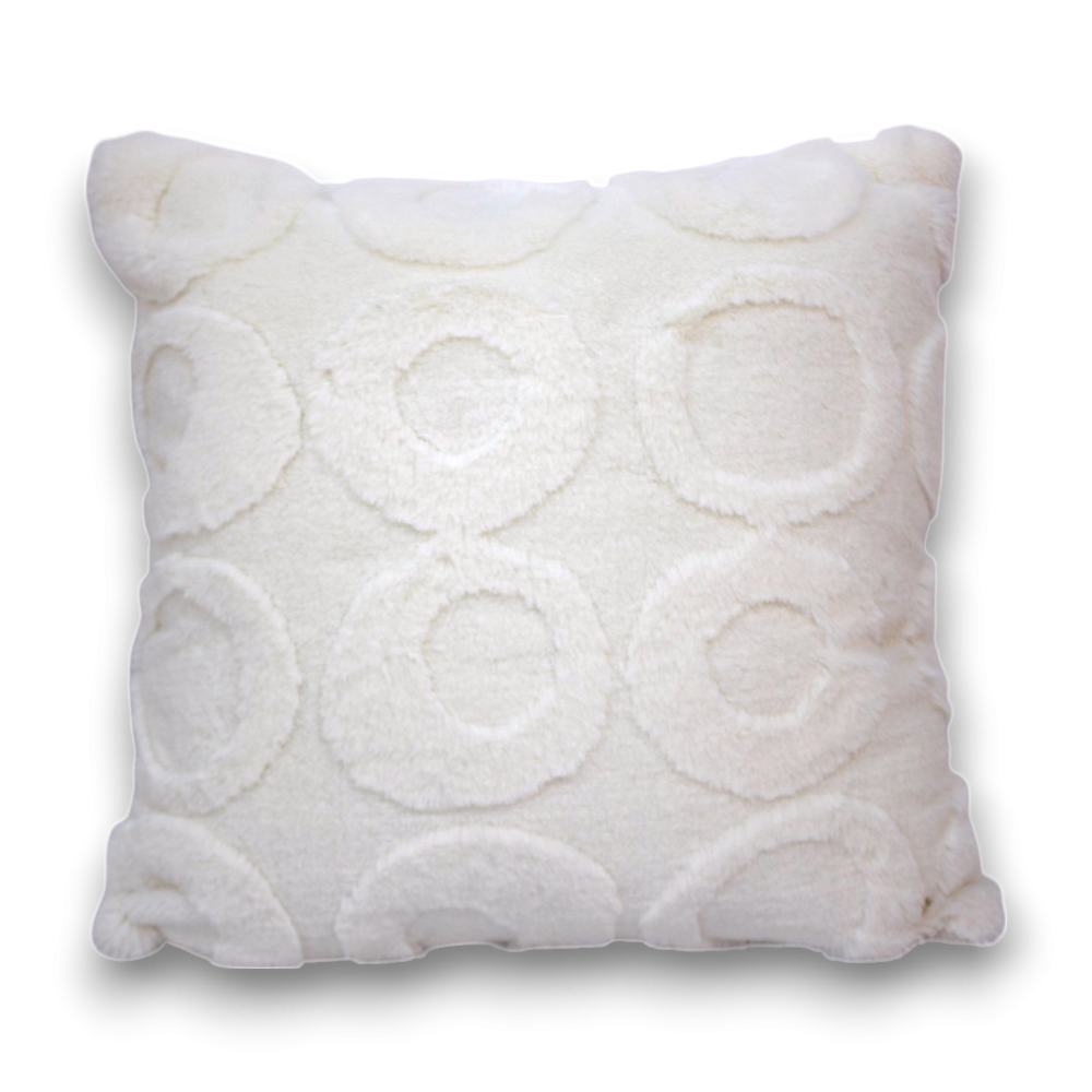 FUNDA DE ALMOHADÓN 40 X 40 CM TRAMA CÍRCULOS BLANCA 