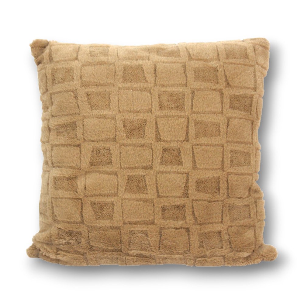 FUNDA DE ALMOHADÓN 40 X 40 CM TRAMA CUADRADOS BEIGE