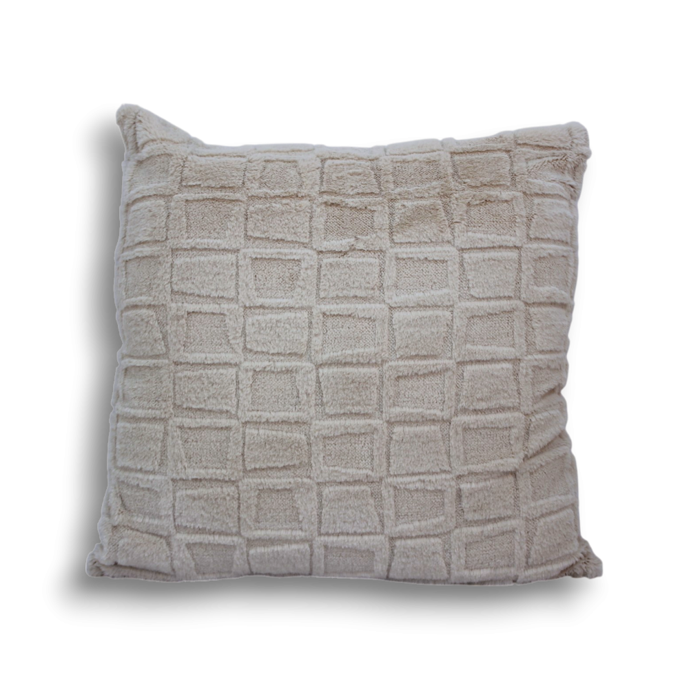 FUNDA DE ALMOHADÓN 40 X 40 CM TRAMA CUADRADOS GRIS