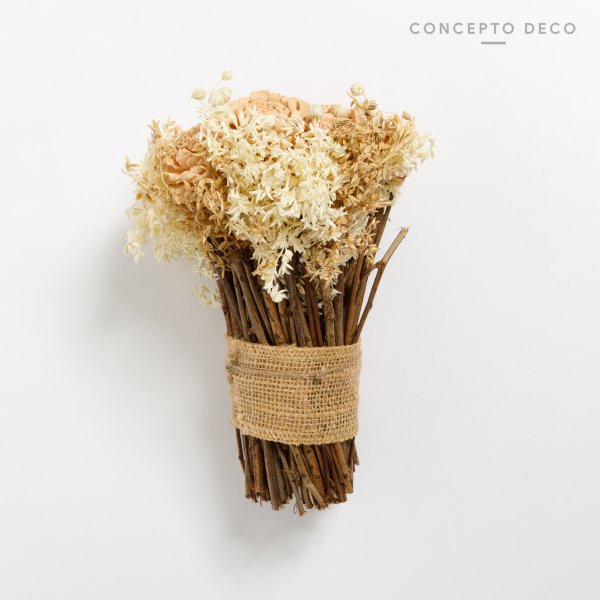 FLORES SECAS BOUQUET S WOOD ROSE CAPUCHINO 18CM