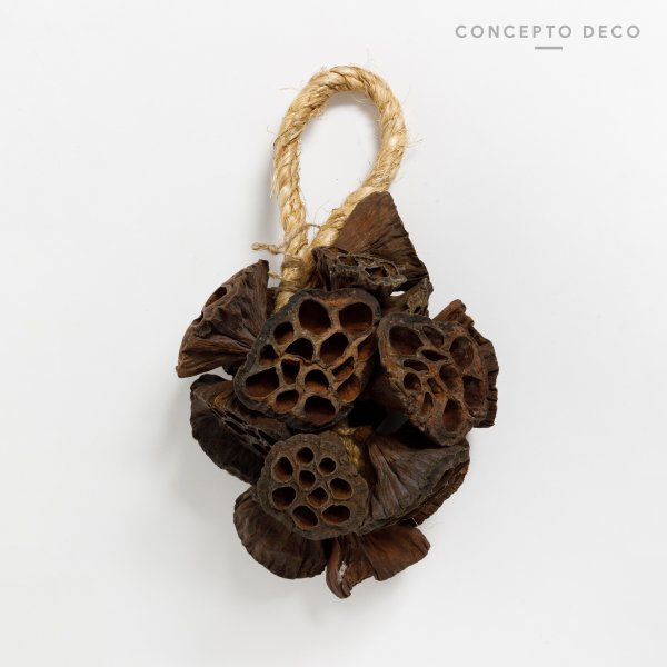 FLORES SECAS BOUQUET COLGANTE LOTO NATURAL 26CM