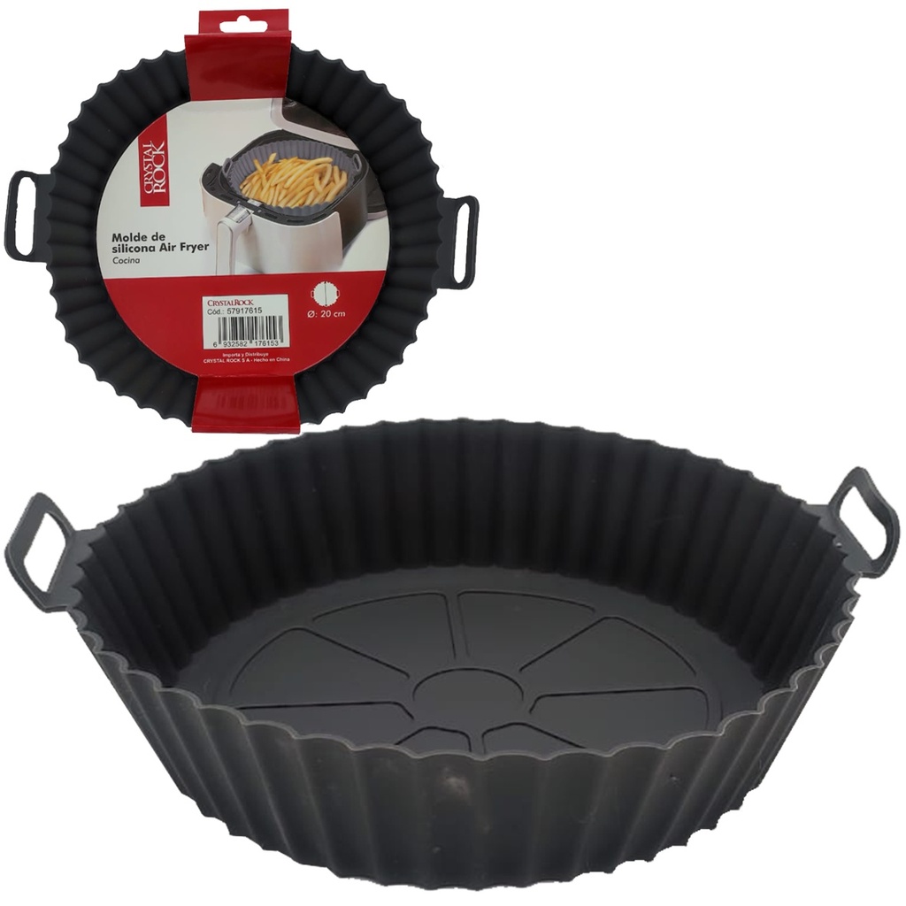 MOLDE REDONDO SILICONA CON MANIJA 20 CM AIR FRYER 