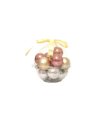 KIH BOLAS DORADO ROSA 12PZAS 3CM