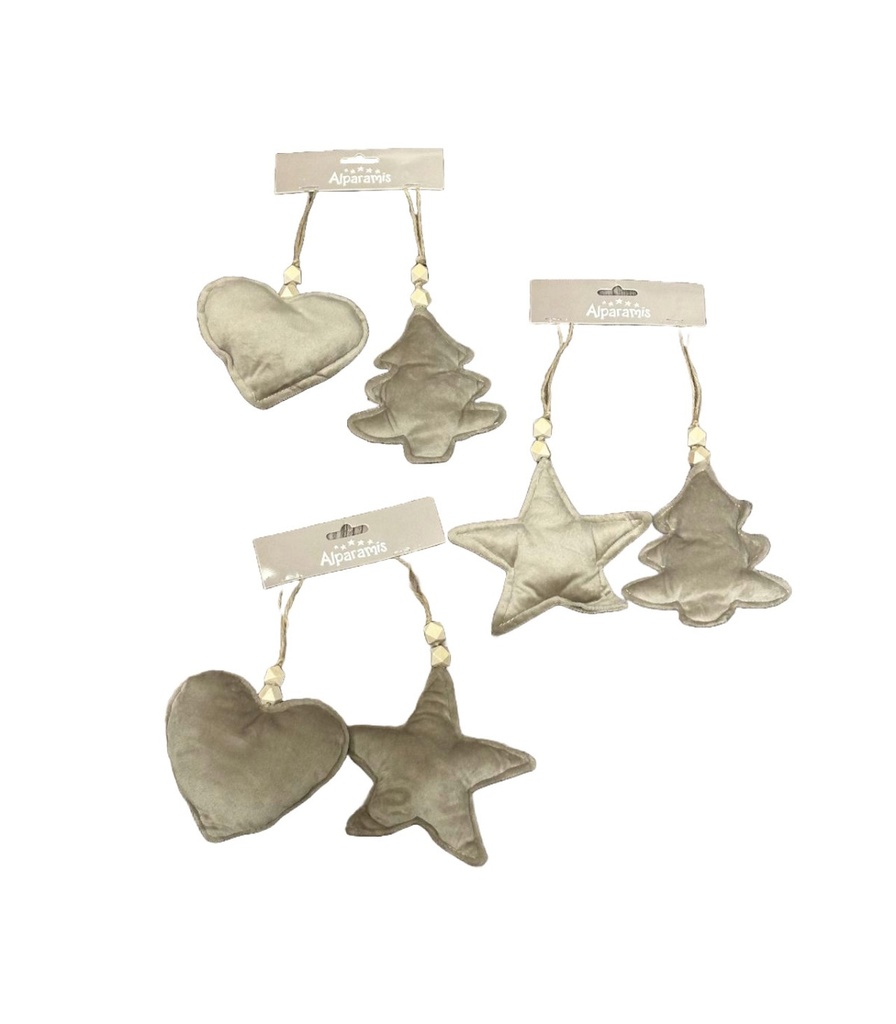KIH ADORNOS NAVIDEÑOS COLGANTES DE TELA 17 CM X 2 BEIGE ALPARAMIS
