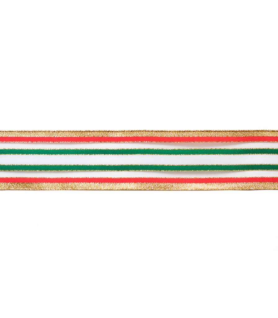 ORO CINTA SAMARIAN CON ALAMBRE DORADA ROJA Y VERDE 5 CM X 10 METROS

