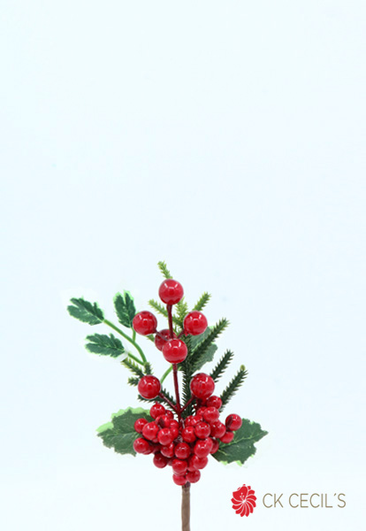 PICK MUERDAGO BERRY X 23 CM. GREEN RED