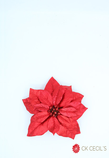 POINSETTIA CLIP METALLIC X24CM RED