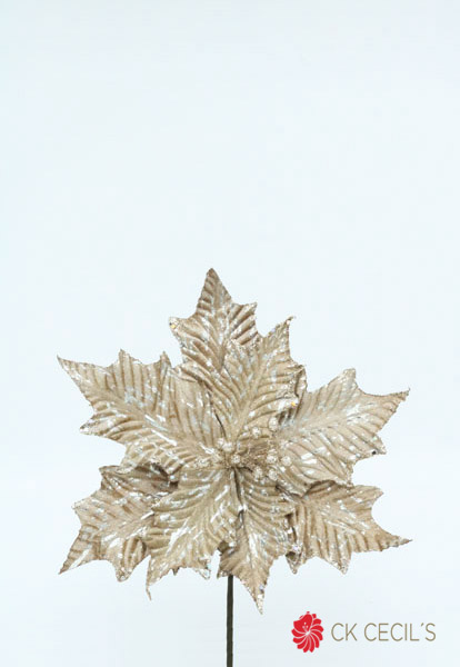 POINSETTIA PICK 27 CM. GOLD