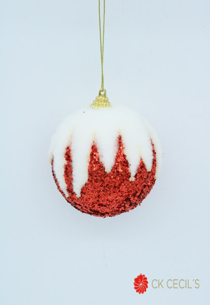 PELOTA DE NAVIDAD X 6 X 8 CM. RED WHITE