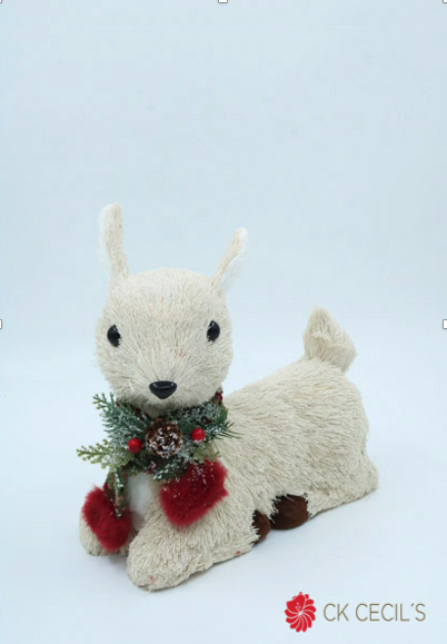 CIERVO SENTADO 24 X 22 CM. BEIGE RED