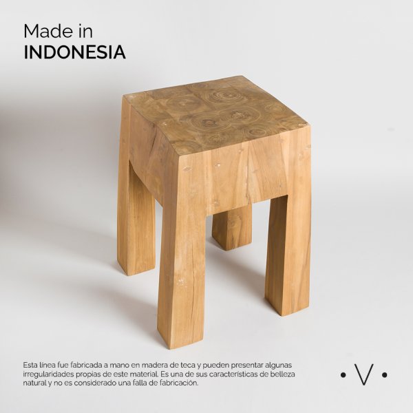 [4114611] BANCO CUADRADO LAOS 45X30 CM VASSA HOME