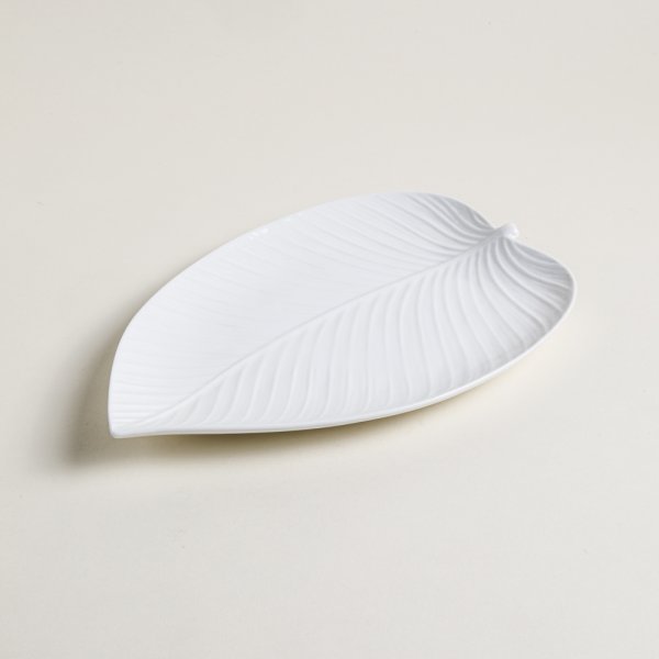 [4114139] BANDEJA DE PORCELANA HOJA 33X23 CM