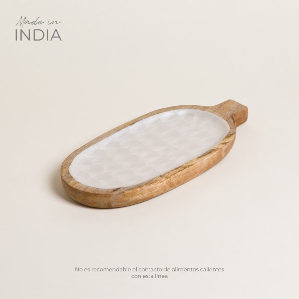 BANDEJA OVAL CON MANGO JALPARI 30X14 CM