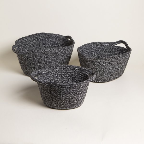 SET X 3 ORGANIZADORES OVALADOS BAKRI DARK 13,5X28,5X22 CM / 15,5X34X26 CM / 18X41X29 CM