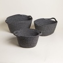 SET X 3 ORGANIZADORES OVALADOS BAKRI DARK 13,5X28,5X22 CM / 15,5X34X26 CM / 18X41X29 CM