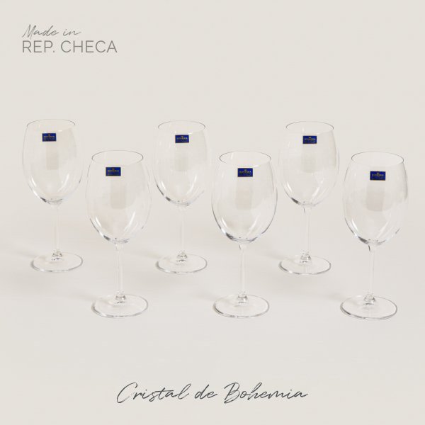 SET X 6 COPAS DE CRISTAL DE BOHEMIA GASTRO 590 ML