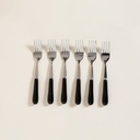 SET X 6 TENEDORES DE ACERO CON MANGO DE CERAMICA NEGRO 14,5 CM