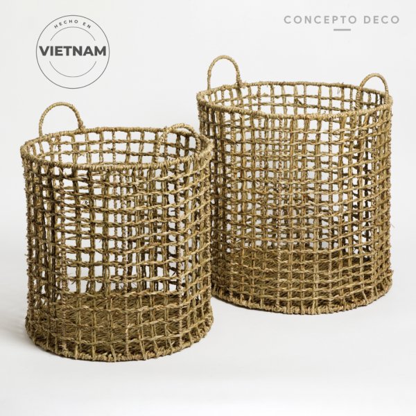 CANASTOS SET X 2 SEAGRASS G:39X40 C:34X35CM