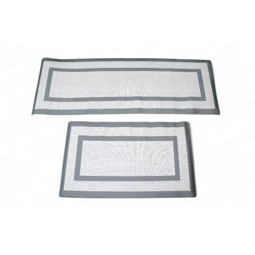 SET X 2 ALFOMBRAS 45 X 75 CM Y 45 X 120 CM GRIS CON BORDES GRISES