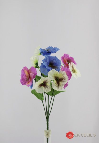 PANSY BUSH X 5 X 36 CM. FUCHSIA-BLUE