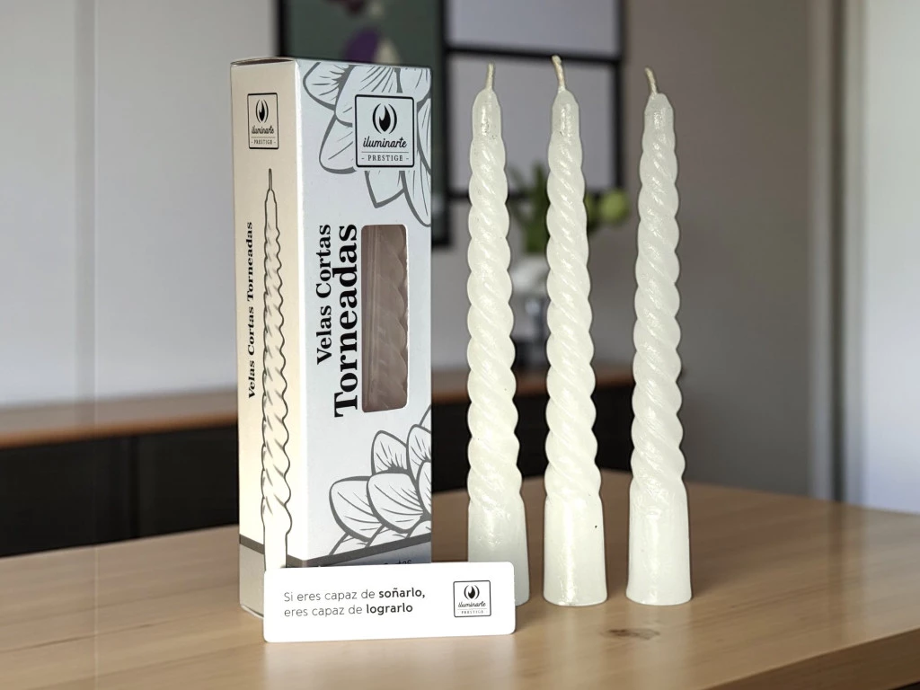 VELA TORNEADA CHICA 20 CM CAJA X 6 BLANCA