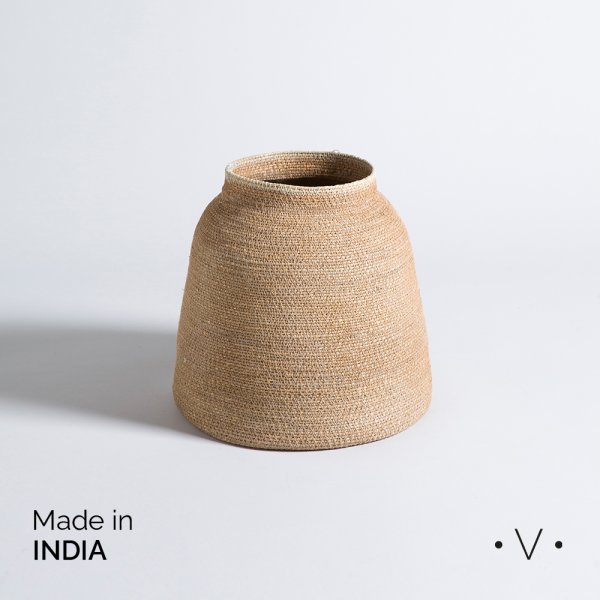 [4111277] CANASTO CÓNICO KANPUR NATURAL 28X16 CM VASSA HOME