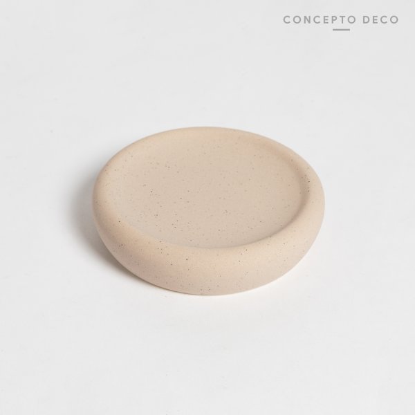 [1651178] JABONERA CERÁMICA PUNTITOS CEMENTO 10,5X10CM