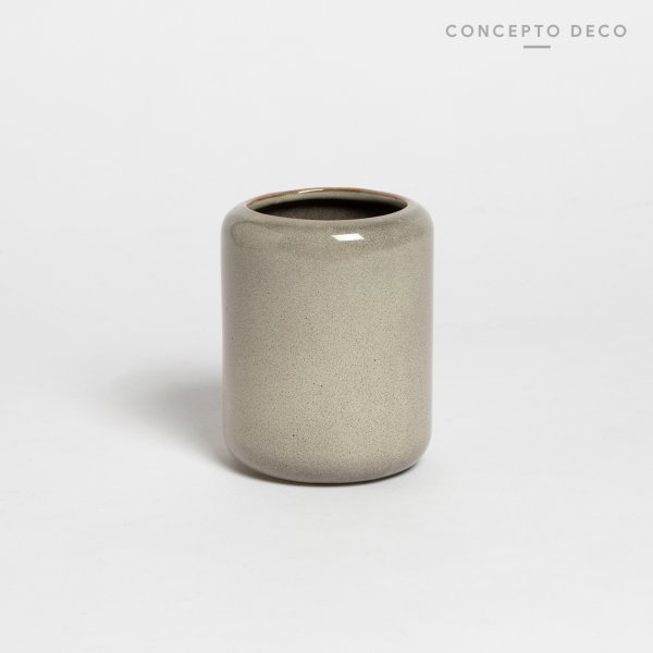 PORTACEPILLO CERÁMICA CRAQUELADA GRIS 10X6CM