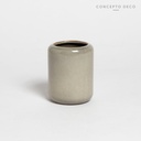 PORTACEPILLO CERÁMICA CRAQUELADA GRIS 10X6CM